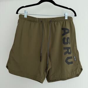 ASRV Shorts Mens Medium Green Silver Lite 7" Linerless Short DSG 0170 Gym